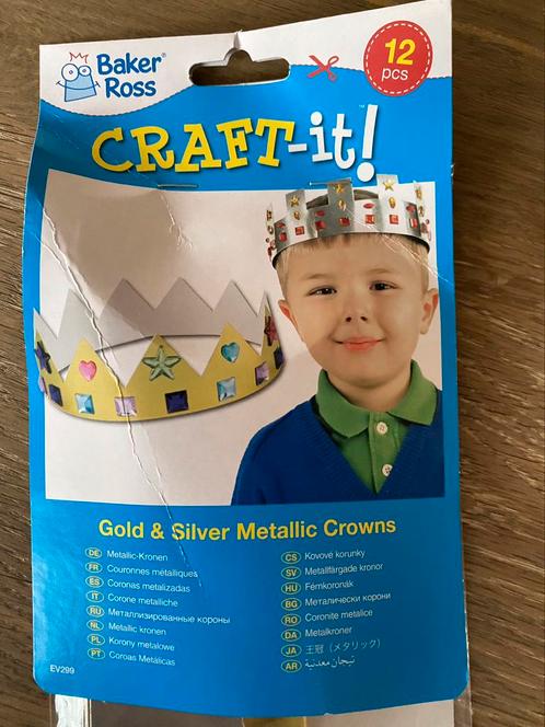 NIEUW 12 stuks kartonnen kroon goud en zilver, Hobby en Vrije tijd, Knutselen, Zo goed als nieuw, Materiaal, Ophalen of Verzenden