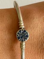 Pandora Moments Sparkling Blue Disc Clasp Snake Chain, Sieraden, Tassen en Uiterlijk, Ophalen of Verzenden, Zo goed als nieuw