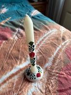 Boerenbont houten kandelaar met kaars Boerenbond, Gebruikt, Wit, Ophalen of Verzenden, Hout