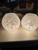 Set van 2 glazen tafellampen met bloemmotief, Ophalen of Verzenden
