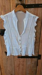 Zara witte blouse met geborduurde volants maat l, Zara, Ophalen of Verzenden, Maat 42/44 (L), Wit