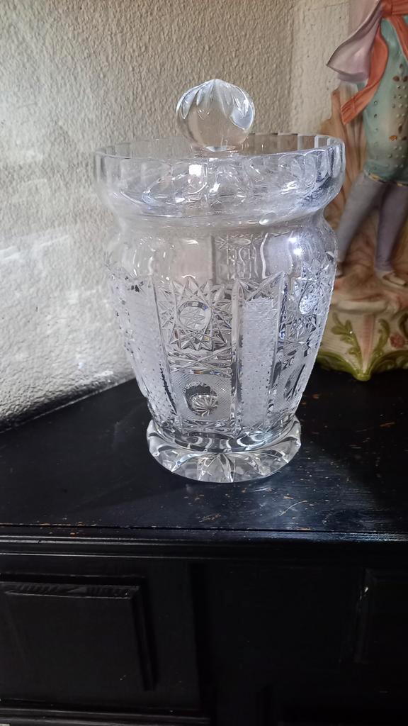 Prachtige kristallen olijf pot, Antiek en Kunst, Antiek | Glas en Kristal, Ophalen of Verzenden