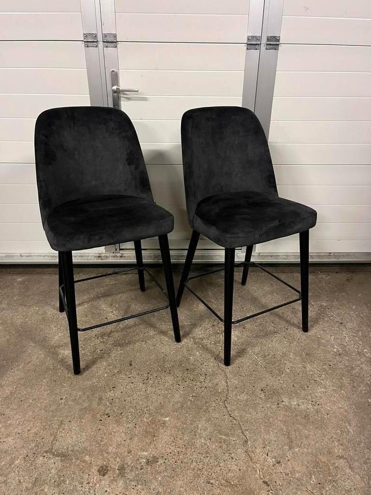 2 stuks Luxe velvet horeca barkrukken voor kookeiland, Huis en Inrichting, Barkrukken, Zo goed als nieuw, 60 tot 90 cm, Hout, Metaal