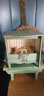 Superleuk oud Frans groen houten vogelkooitje vogelkooi, Antiek en Kunst, Curiosa en Brocante, Ophalen of Verzenden
