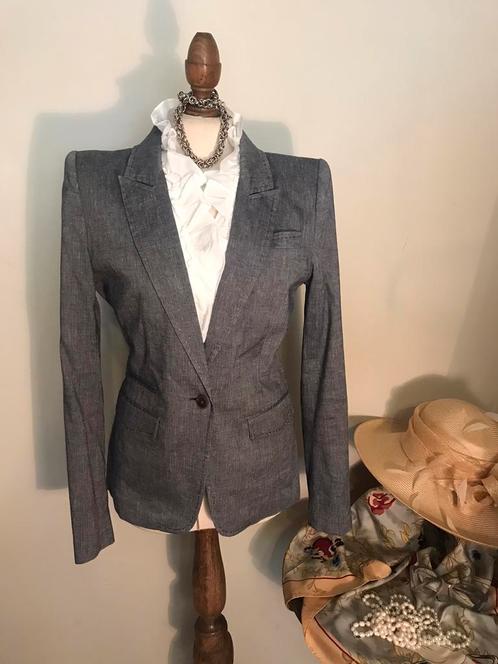 DRYKORN JASJE STAALBLAUW COTTON/LINNEN, Kleding | Dames, Jasjes, Kostuums en Pakken, Zo goed als nieuw, Jasje, Maat 38/40 (M)