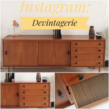 Vintage dressoir teak jaren '60 lades en deurtjes beschikbaar voor biedingen