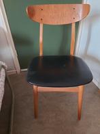 Houten stoel met zwarte zitting, Huis en Inrichting, Gebruikt, Bruin, Vintage, Eén
