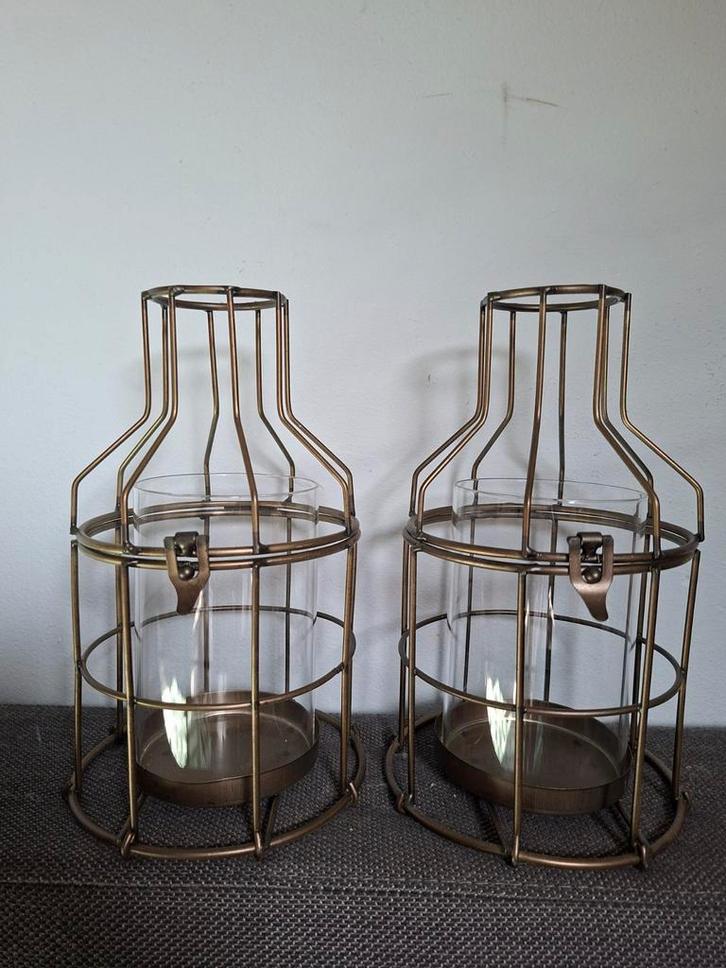 Set van 2 metalen kandelaars, Huis en Inrichting, Woonaccessoires | Kandelaars en Kaarsen, Nieuw, Kandelaar, Minder dan 25 cm