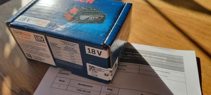 Bosch GBA 18V 4.0Ah Accu - Nieuw & Gesealed + 3 garantie, Doe-het-zelf en Verbouw, Gereedschap | Machine-onderdelen en Toebehoren