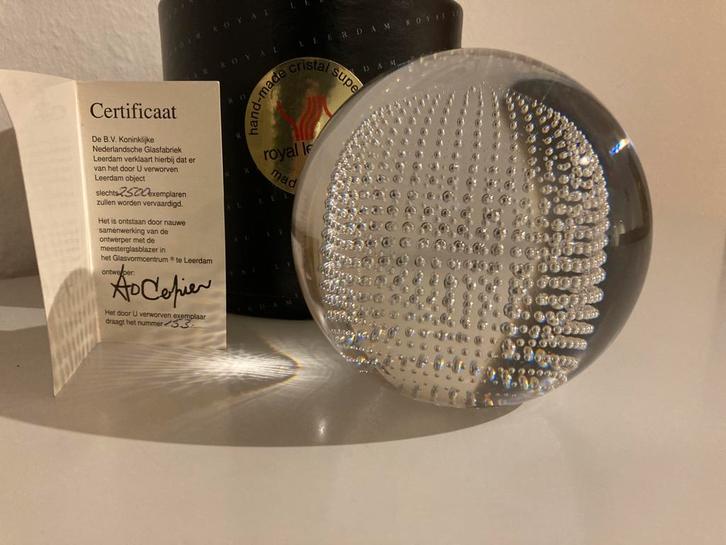 Leerdam serica, spijkerbol Copier, 11 cm, Antiek en Kunst, Antiek | Glas en Kristal, Verzenden