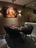 Zwart ovale  mangohout eettafel "Apeldoorn" 200 cm (HUUS), Huis en Inrichting, Ophalen, 100 tot 150 cm, 200 cm of meer, Zo goed als nieuw