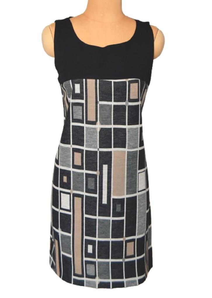 Repeat geruit jurkje, sexy jurk, zwart/grijs/kaki, Mt. L, Kleding | Dames, Jurken, Zo goed als nieuw, Maat 42/44 (L), Zwart, Boven de knie