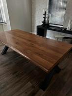 Massief eiken eettafel 220x100, Ophalen, 200 cm of meer, 50 tot 100 cm, Zo goed als nieuw
