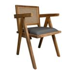 Nieuwe 4x HSM Eetkamerstoel - Teak/Riet/Stof, Huis en Inrichting, Stoelen, Nieuw, Ophalen of Verzenden, Vier, Grijs