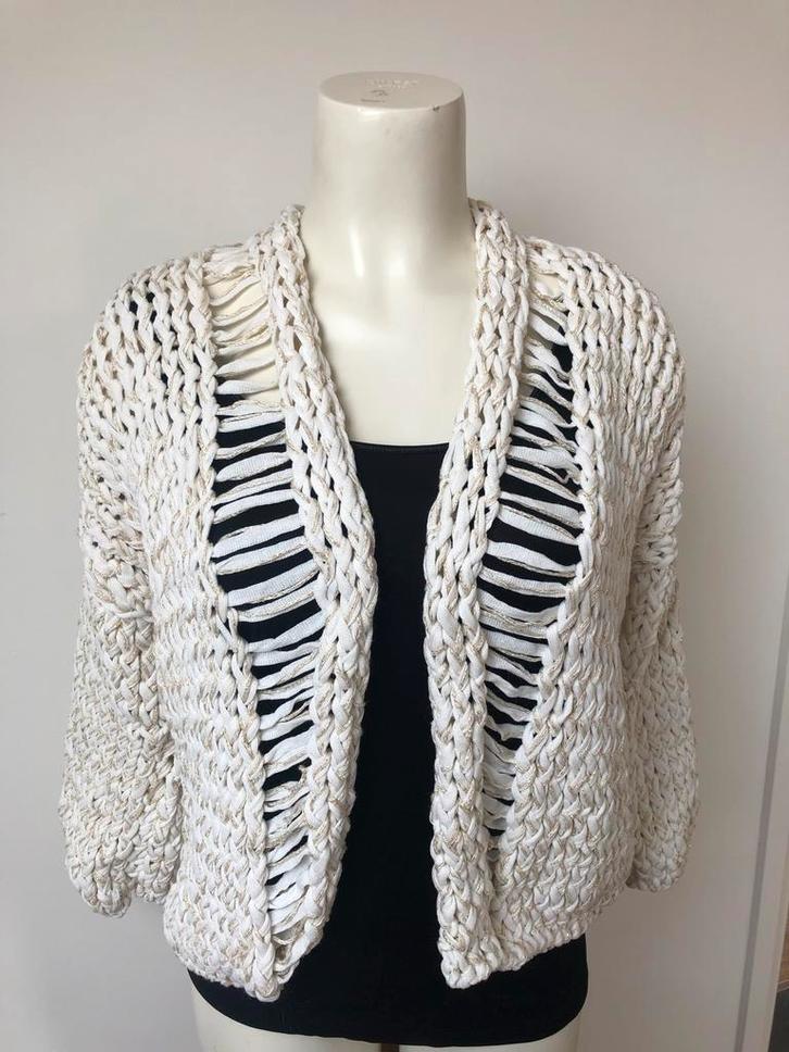 Ala Kiro by kim wit handgebreid openvallend vestje onesize, Kleding | Dames, Truien en Vesten, Nieuw, Maat 42/44 (L), Wit, Ophalen of Verzenden