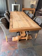 6 Gecapitonneerde Eetkamerstoelen - Grijs/Eikenhout, Ophalen