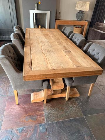 6 Gecapitonneerde Eetkamerstoelen - Grijs/Eikenhout beschikbaar voor biedingen