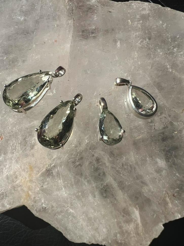 Prasioliet amethist groen beschermt sjamaan healing uniek, Sieraden, Tassen en Uiterlijk, Kettingen, Nieuw, Zilver, Groen, Met edelsteen