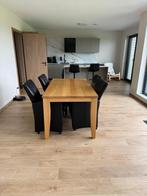 Tafel met uitschuifblad 160(+50) bij 90 en 4 stoelen, Huis en Inrichting, Tafels | Eettafels, Ophalen, Gebruikt, 50 tot 100 cm
