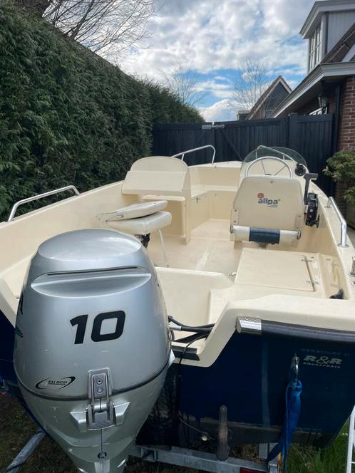 Motorboot family duo 420 met 10pk honda en trailer, Watersport en Boten, Vis- en Consoleboten, Gebruikt, Tot 10 pk, 3 tot 6 meter