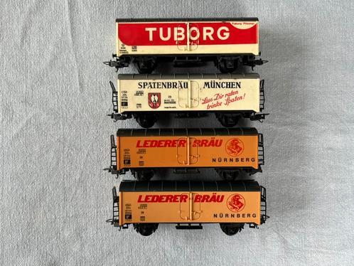 4x Lima DSB Tuborg, DB Lederer en SpatenBrau goederenwagons, Hobby en Vrije tijd, Modeltreinen | H0, Gebruikt, Wagon, Gelijkstroom of Wisselstroom
