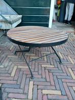 Ronde Salontafel Metaal/Hout - Binnen & Buiten, Tuin en Terras, Ophalen, Zo goed als nieuw, Rond, Hout