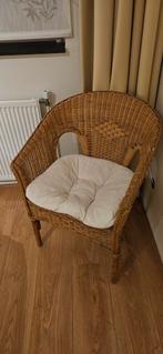 Rotan stoel met kussen, Ophalen, Gebruikt, Bruin, Landelijk