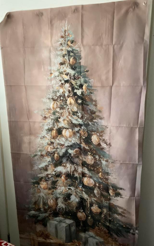 Kerstboom kerstbal print kerstdecoratie groot doek 90x180cm, Diversen, Kerst, Nieuw, Ophalen of Verzenden