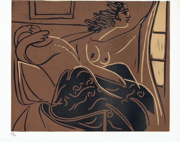 Picasso Woman at the Window Linocut Genummerd, Antiek en Kunst, Kunst | Litho's en Zeefdrukken, Ophalen of Verzenden