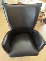Leren fauteuil donkerbruin, Ophalen, Zo goed als nieuw, 75 tot 100 cm