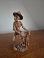 Houten Beeld Decoratie - Visser met Net, Ophalen of Verzenden