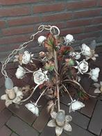 Antieke franse smeedijzeren kroonluchter vol rozen&bladeren, Ophalen of Verzenden