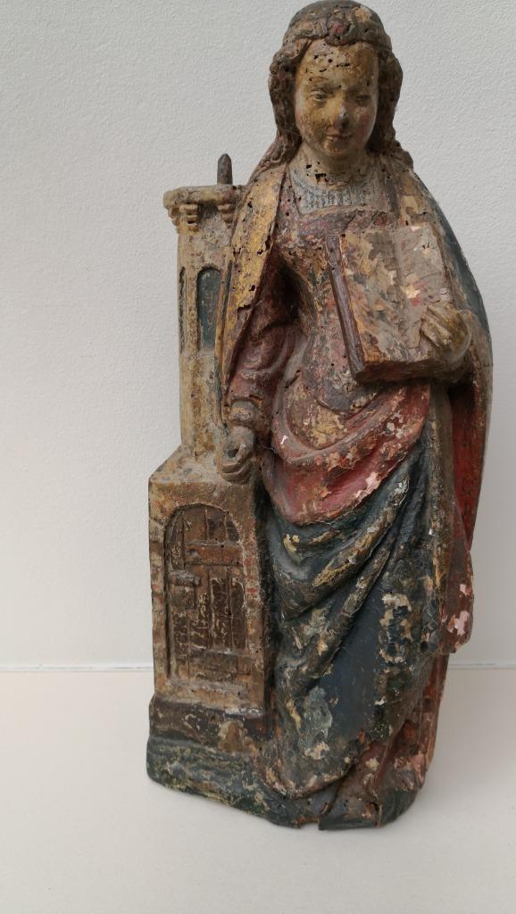 Prachtige St.Barbara 16de eeuw, Antiek en Kunst, Kunst | Beelden en Houtsnijwerken, Ophalen of Verzenden