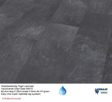  Waterbestendig Tegel Laminaat Oiled Slate 56015 Antraciet beschikbaar voor biedingen
