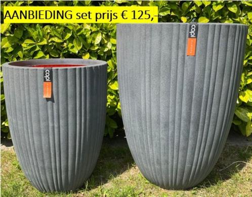 Capi Europe - Vaas elegant laag Tube NL - 46x58  55x77, Tuin en Terras, Bloempotten, Nieuw, Kunststof, Binnen, Balkon, Tuin, 40 tot 70 cm