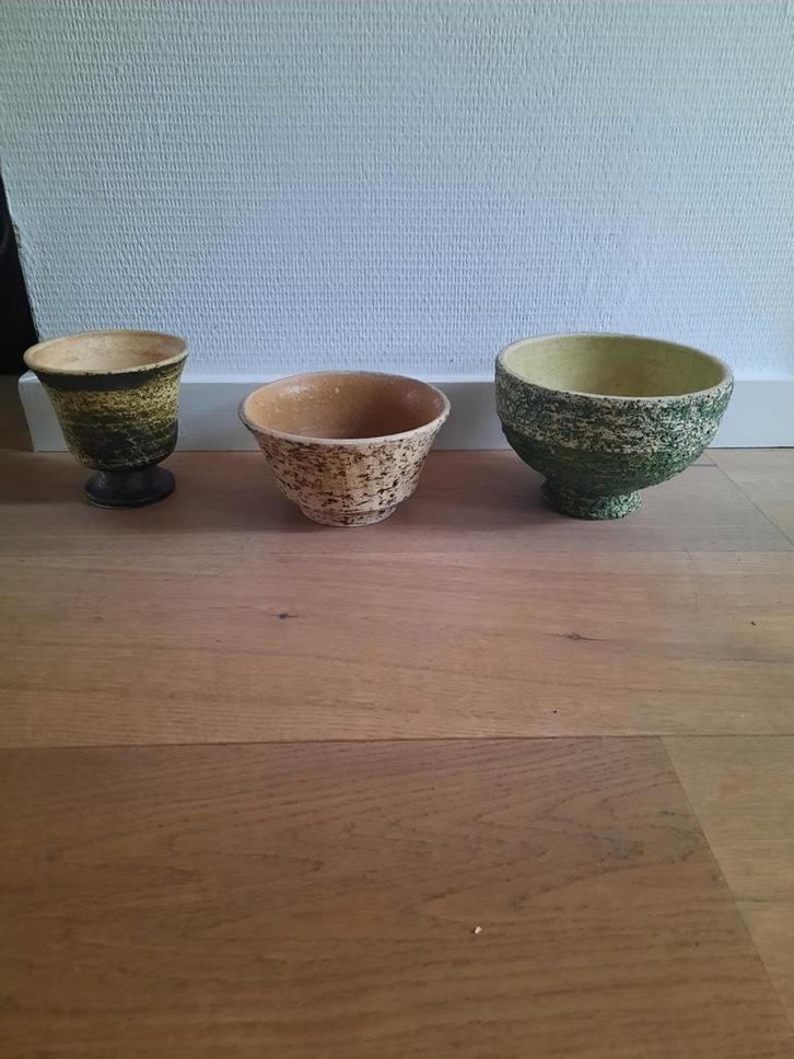 Vintage berkenbast bloempotten, Huis en Inrichting, Woonaccessoires | Schalen en Manden, Gebruikt, Schaal, Rond, Steen of Aardewerk