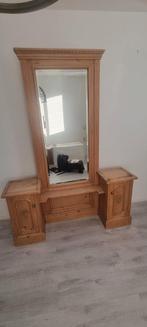 Grenen Kaptafel met Spiegel en Opbergruimte, Ophalen, Rechthoekig, 100 tot 150 cm, 150 tot 200 cm