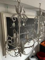 2 witte hanglampen met glazen pegels ., Huis en Inrichting, Lampen | Hanglampen, Ophalen, Zo goed als nieuw, Minder dan 50 cm