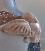Oude japanse aardewerk vaas geglazuurd krijger bloemen vogel, Antiek en Kunst, Kunst | Niet-Westerse kunst, Verzenden