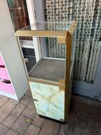 Vintage Vitrine Kastje met Glas en Marmerlook Jaren 70 Stijl, Ophalen of Verzenden