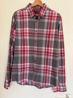 katoenen herenoverhemd Hugo Boss, rood grijze ruit, XL, Ophalen of Verzenden, Zo goed als nieuw, Hugo Boss, Halswijdte 43/44 (XL)