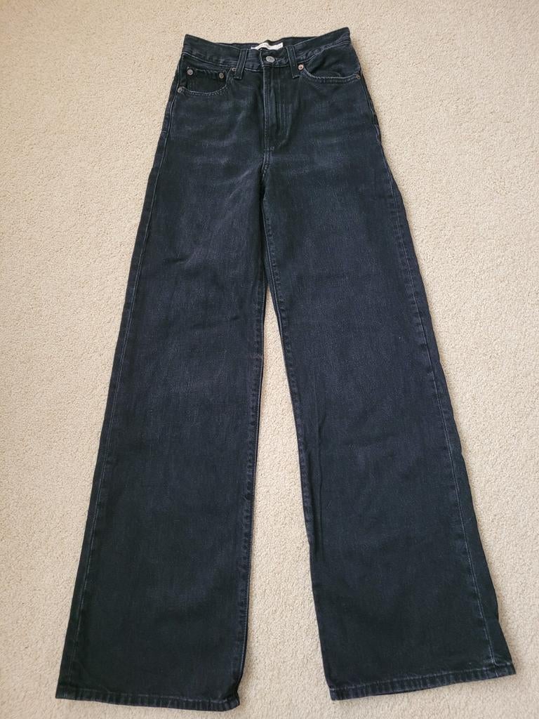 Levi's Ribcage Wide Leg Jeans maat 24 zwart, Zwart, Overige jeansmaten, Ophalen of Verzenden, Zo goed als nieuw