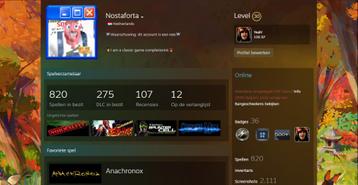 Steam account | 820 games | Level 30 | 12 jaar oud beschikbaar voor biedingen