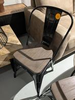 SETJE VAN 2 METALEN STOELEN ZWART MET HOUTEN ZITTING, Ophalen, MODERN, Twee, Zwart