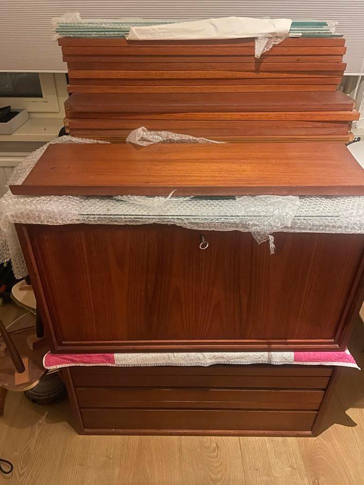 Complete Cadovius wandkast - vintage design!, Huis en Inrichting, Kasten | Dressoirs, Gebruikt, 200 cm of meer, 25 tot 50 cm, Met lade(s)