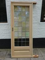 Antieke schuifdeur, glas+Lood paneel, mondgeblazen, 83x211cm