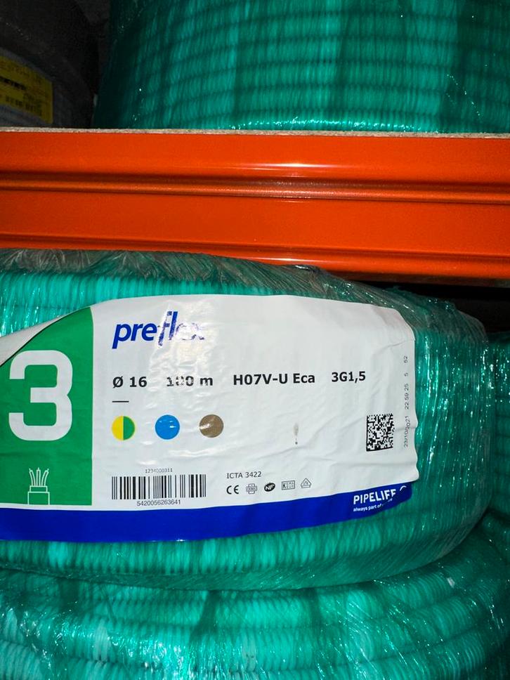 Preflex 3G1,5 70€/100m, verlaagde prijs !, Doe-het-zelf en Verbouw, Elektra en Kabels, Nieuw, Kabel of Snoer, Ophalen