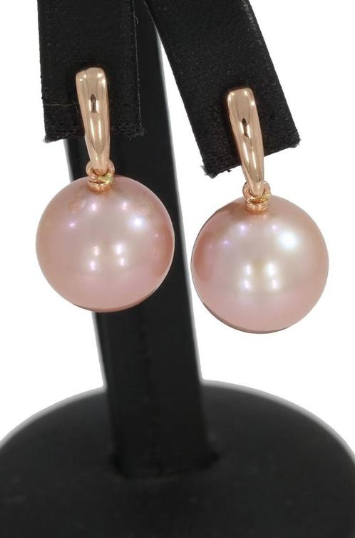 Parel rose kleurige fraaie 14k gouden dames oorbellen retro, Sieraden, Tassen en Uiterlijk, Oorbellen, Zo goed als nieuw, Hangers