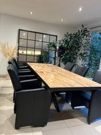 6 Zwarte Leren Eetkamerstoelen met Wielen, Antiek en Kunst, Ophalen