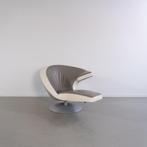 1x Leolux Parabolica Fauteuil Grijs/Wit Leer - Aluminium, Huis en Inrichting, Fauteuils, Niet ingevuld, 125 tot 150 cm, Niet ingevuld